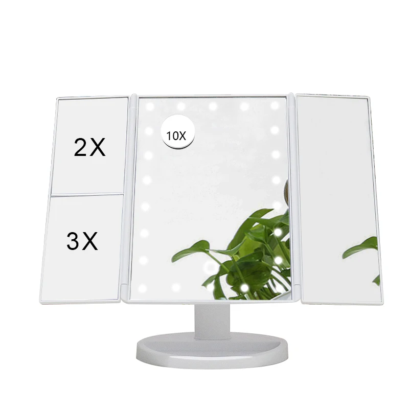 

22 LED Adjustable Light Makeup Miroir with 1X/2X/3X/10X Magnifying Glass Compact Flexible Cosmetics Vanity Mirror Pocket Mirrors