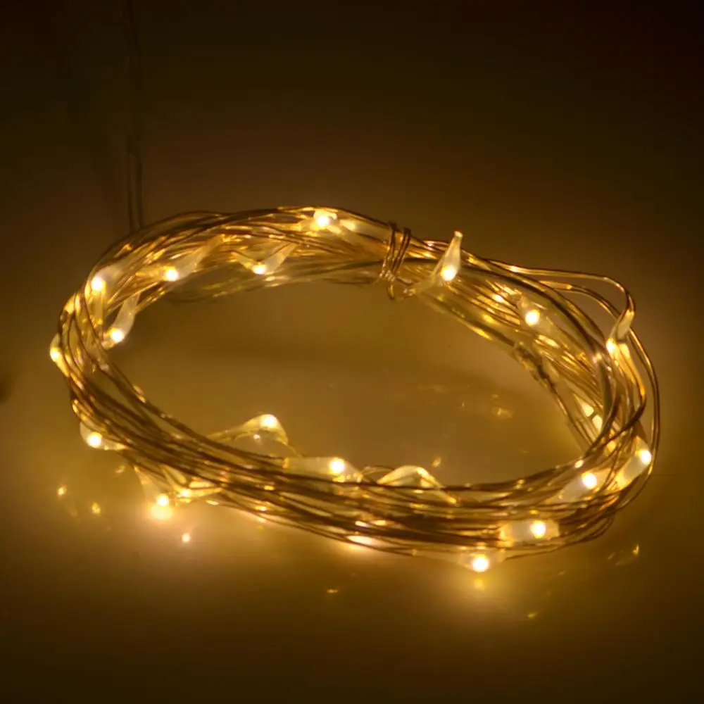 

led silver wire garland light string holiday lighting 8 function 3 * AA waterproof battery Christmas wedding party home decorati