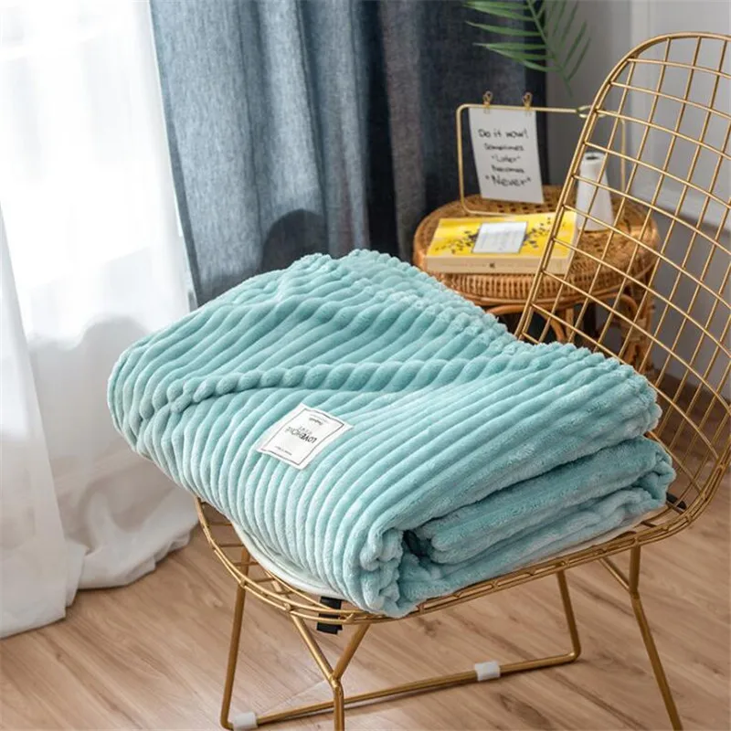 Новые полосатые фланелевые однотонные одеяла для кровати, плотные коралловые флисовые зимние покрывала для дивана, мягкие пушистые одеяла