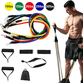 

11Pcs/Set Crossfit Training Latex Resistance Bands Pull Rope Elastic Bands Thermal Workout Fitness Exercises Ankle Stretch Strap