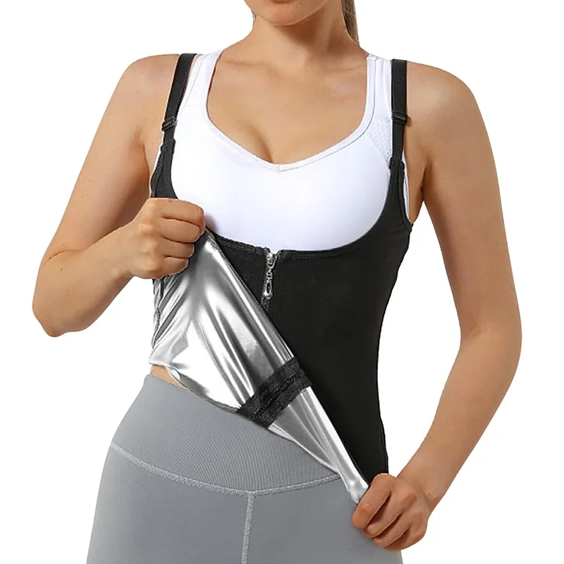 tummy control underwear Women Sauna Shaper Vest Thermo Sweat Shapewear Tank Top Slimming Vest Waist Trainer Corset Gym Fitness Hot Workout Zipper Shirt girdles