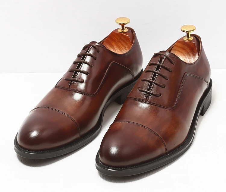 

Men Pointed Toe Lace Up Genuine Leather Oxfords Shoes Wedding Party Dress Shoes For Male Single Spring Handmade Shoes