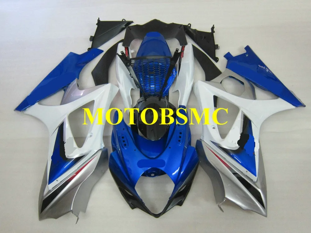Комплект обтекателей под давлением для GSXR1000 K7 07 08 GSXR 1000 2007 2008 ABS белый Серебряный