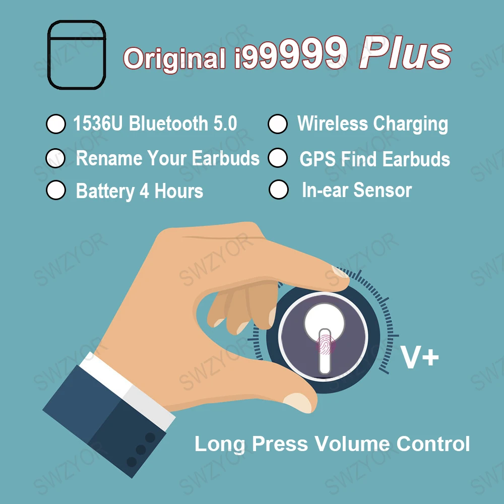 Volume Control i99999 Plus TWS Wireless Earphone Air2 Rename Bluetooth 5.0 Earphone Super Bass Earbuds PK i90000 TWS i90000 Max