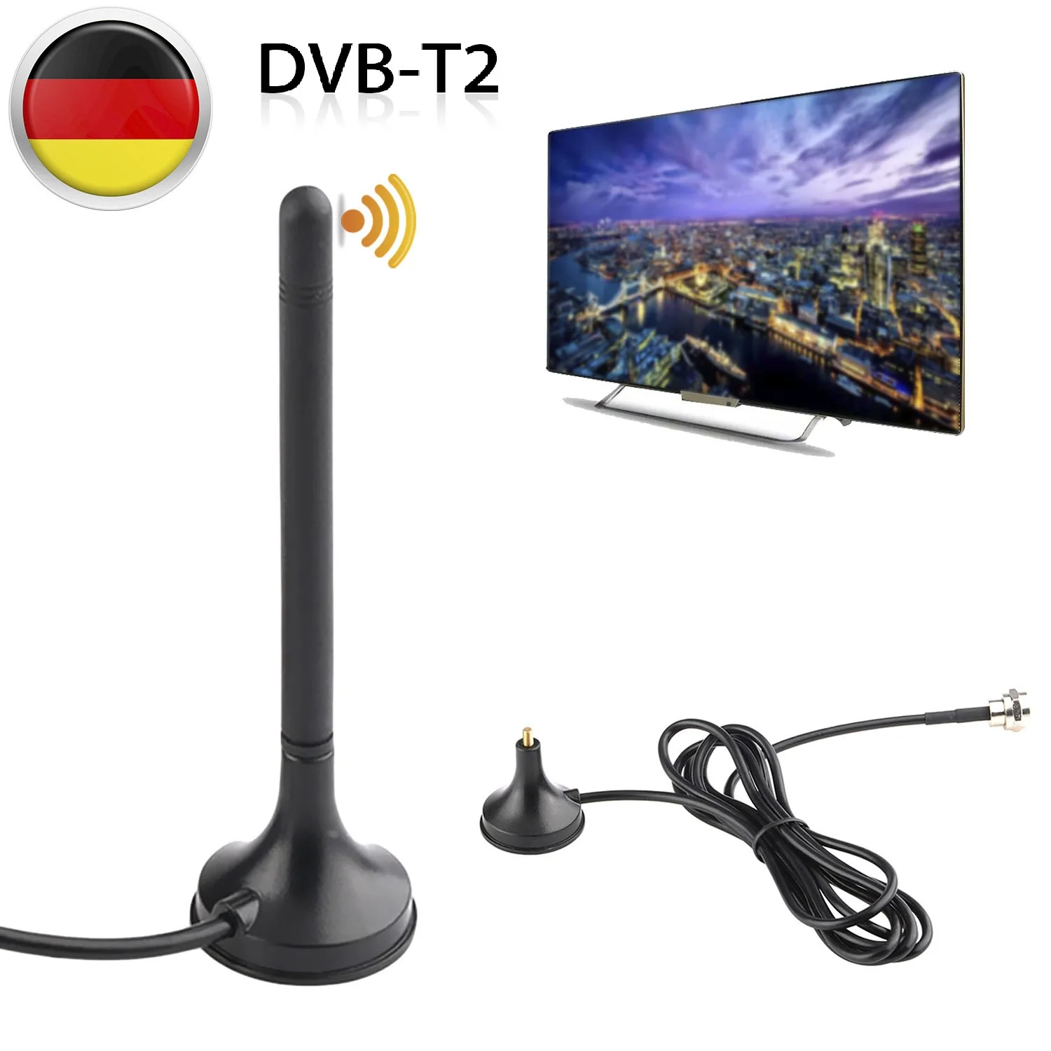 Горячая DVB-T2 ATSC ISDB Магнитная база F Тип антенны для цифрового ТВ HD ТВ Тернер VHF174-230/UHF470-860MHZ