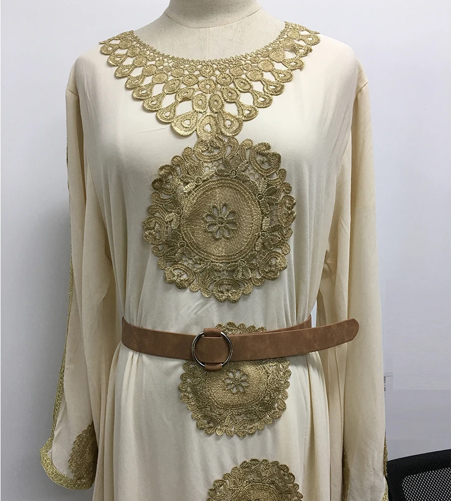 Siskakia Fashion Arabian Long Dress Chic Ethnic Embroidery Abaya Dresses Loose Flare Sleeve Muslim Wears Dubai Robes with Scarf (7)
