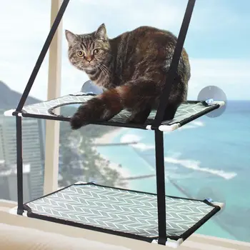 

Cat Window Perch Hammock Window Seat Mat Space Saving Kitten Safe Rest Bed with Suction Cats Shelves Play Toy Resting Seat C42