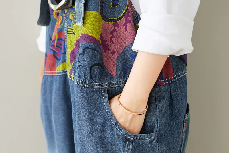 One Unlined Upper Garment With Water Autumn Literature Split Joint Jeans Personality Will Code Cloth Wear Wide Leg Salopettes