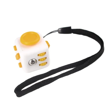 

White body + yellow button 2.2cm mini rubik's cube to relieve pressure