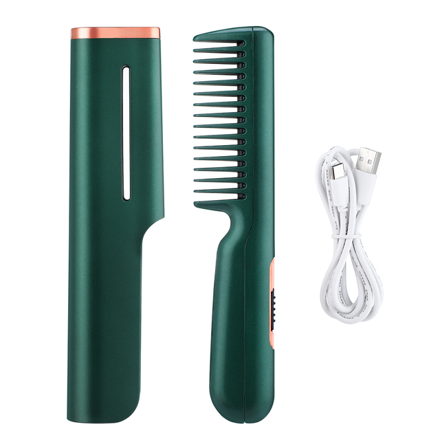 in 1 Portable Fast Heating Comb Smooth Electric Hair Straightener Brush Beard Combing Traveling Business Travel Unisex Curler