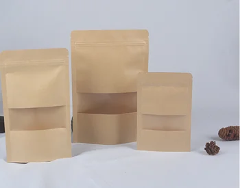 

Frosted self-supporting window kraft paper bag ziplock bag tea bolsa papel packagings bag food bag