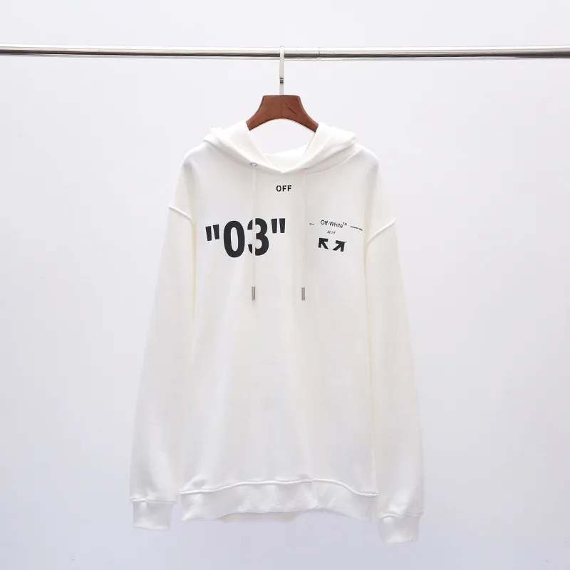 19SS OFF-WHITE OW ограничен сзади номер 03 стрелка свитшот с капюшоном с принтом Мужские толстовки