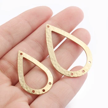 

20pcs Raw Brass Open Waterdrop Teardrop Charms Pendant Jewelry Hammered Crafts Fashion Women Earring Connector Jewelry Making