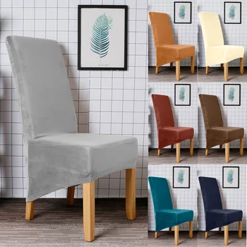 

Home Decor Chair Cover Wedding Seat Case Stretch Solid Dining Velvet Seat Cover Extra Spandex Slipcover Party Decoration D30