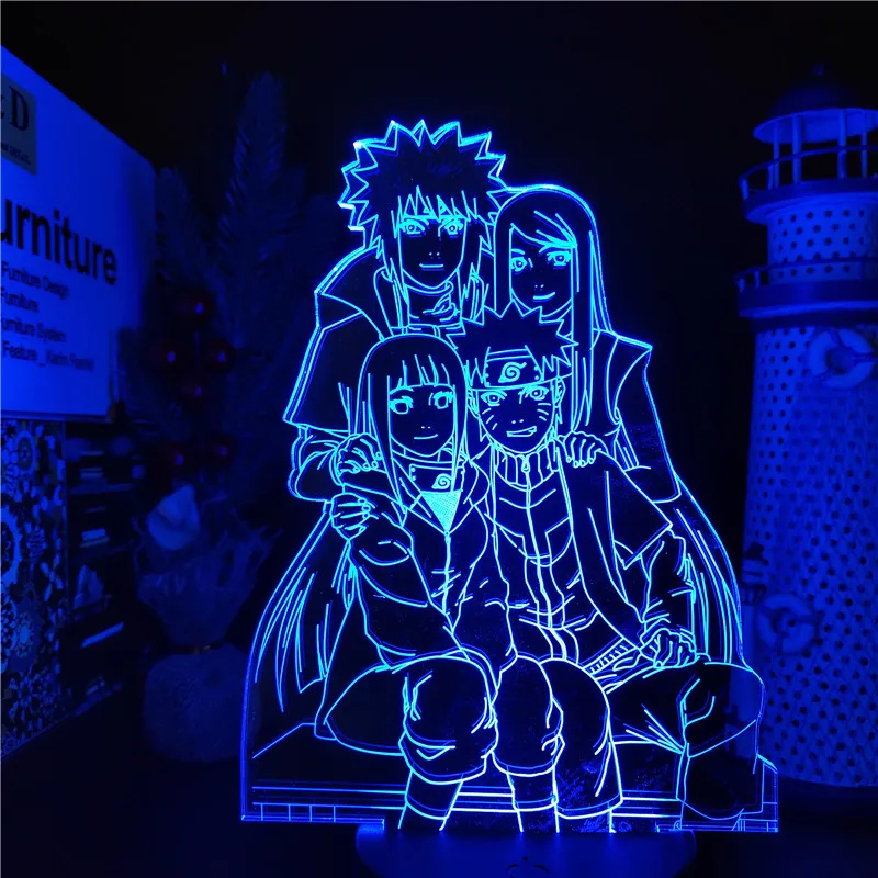 LED Lamp Naruto Minato Kushina Hinata Family 3D Night Light Manga Lights Children Gift Home Decoration Lampara Anime Figure Lamp