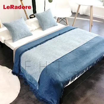 

Bed Runner Hotel Scarf Linen Slipcover with Tassel Bed Runners Scarf Bedding Protection Hotel Homestay 140*240cm Cushion Cover