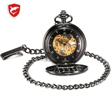Retro KS Mechanical Self Wind Skeleton Alloy Case Copper Key Pendant Roman Analog Fob Chain Luxury Pocket Watch Jewelry / KSP044