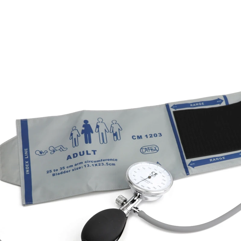 Medical Classic Gray Blood Pressure Monitor BP Adult Cuff Manometer Upper Arm Aneroid Sphygmomanometer and Manual Pressure Gauge