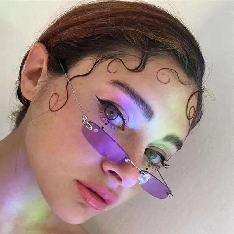 

2019 Ladies Clear Lens Small Narrow Driver Goggles Vintage Rimless Rectangle Driver Goggles Womens Mens Red Shades Metal Eyewear