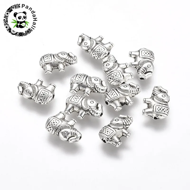 

pandahall 50pcs Tibetan Silver Alloy Elephant Spacer Beads Charms for Necklace Bracelet Jewelry Making 9x13x3mm Hole: 1mm