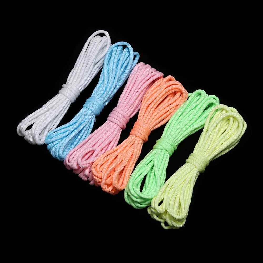 3/5/10 Meters 6 Colors Survival Luminous Paracord Rope Camp Glow 550LB 7 Strands Cords Lanyard Ropes Camping Equipment Outdoor 3