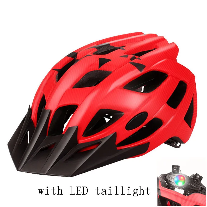 Аэро Велоспорт Шлем вездеход MTB велосипедные гонки на дорогах езда безопасности сверхлегкие шлемы BMX vr-шлем с задним светом - Цвет: with light red