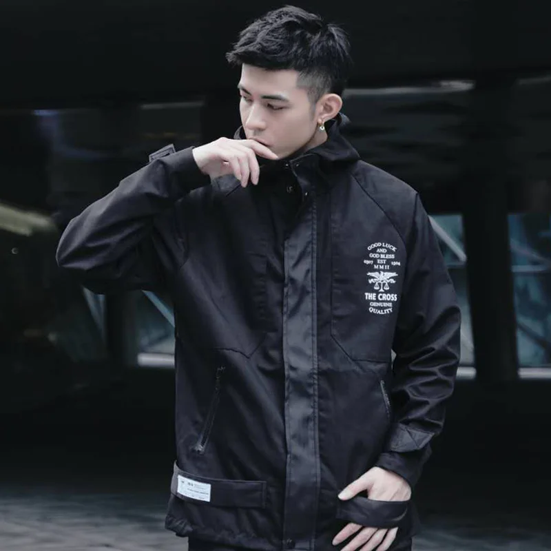 Мужская толстовка с капюшоном CROXX Techwear в стиле хип хоп панк|Куртки| |