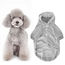 Новая одежда для собак, зимняя одежда для домашних животных, костюм со шляпой и пуговицей, сохраняющая тепло, для собак, кошек, серого цвета, Теплое Мягкое хлопковое Стеганое пальто, одежда
