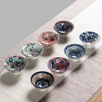 

8pcs Ceramic Drinkware Teaware Chinese KungFu Tea Set Teacup Sake Cups 50ml Master Cup Small Tea Bowls Decor Gift