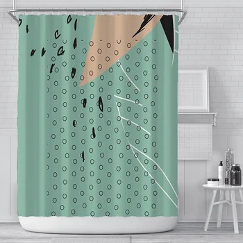 

Color art Print Shower Curtain 4 Piece Carpet Cover Toilet Cover Bath Mat Pad Set Bathroom Curtain with 12 Hooks dropshipping