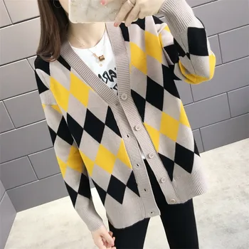 

2019 New Fashion Korean Women's Sweater Cardigan Single Breasted Women's Knitted Cardigan Knit Sweater Autumn And Winter Coat