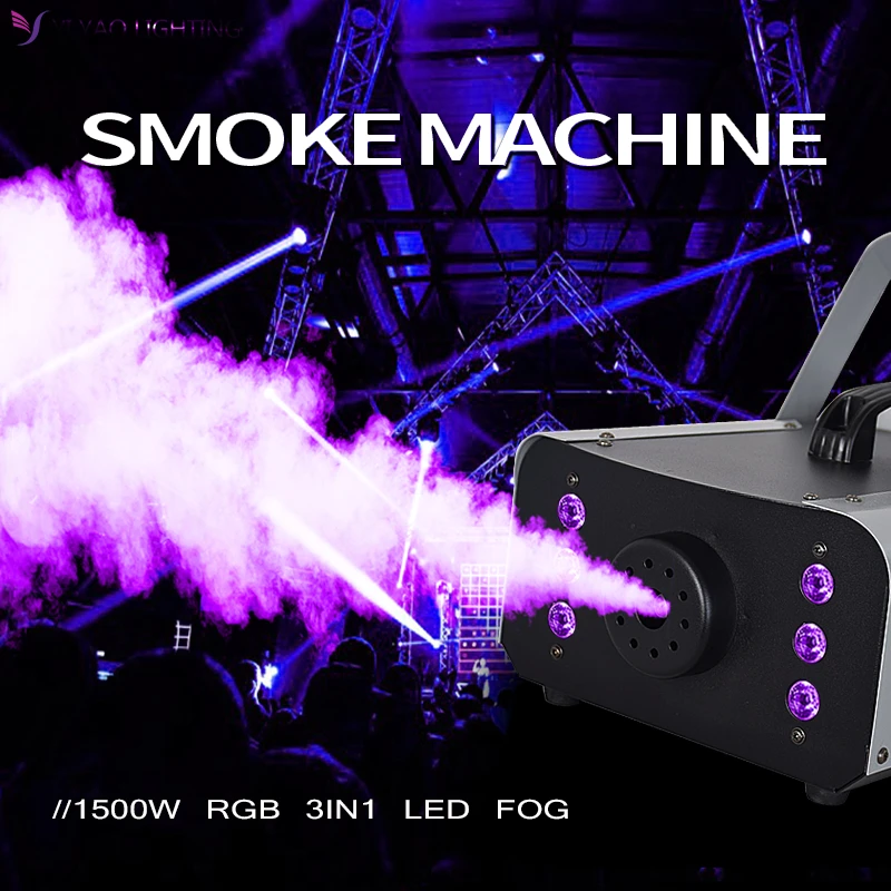 US $133.00 1500W DMX RGB Smoke Machine With Wireless Remote LED Fog Machine DJ Lights Disco Lighting Stage