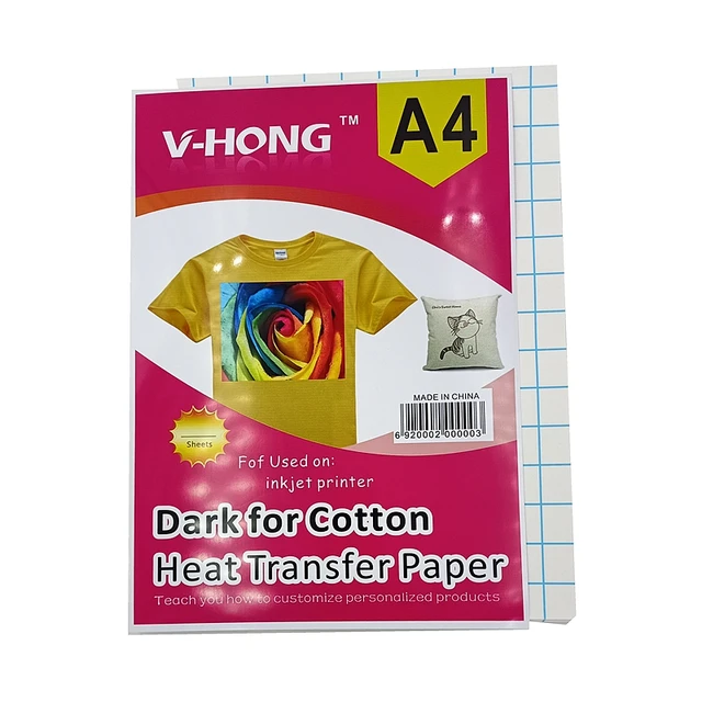 Wholesale 100 Sheets Each Pack Dark Color A4 Quick Dry Custom Sublimation  Transfer Paper For Cotton