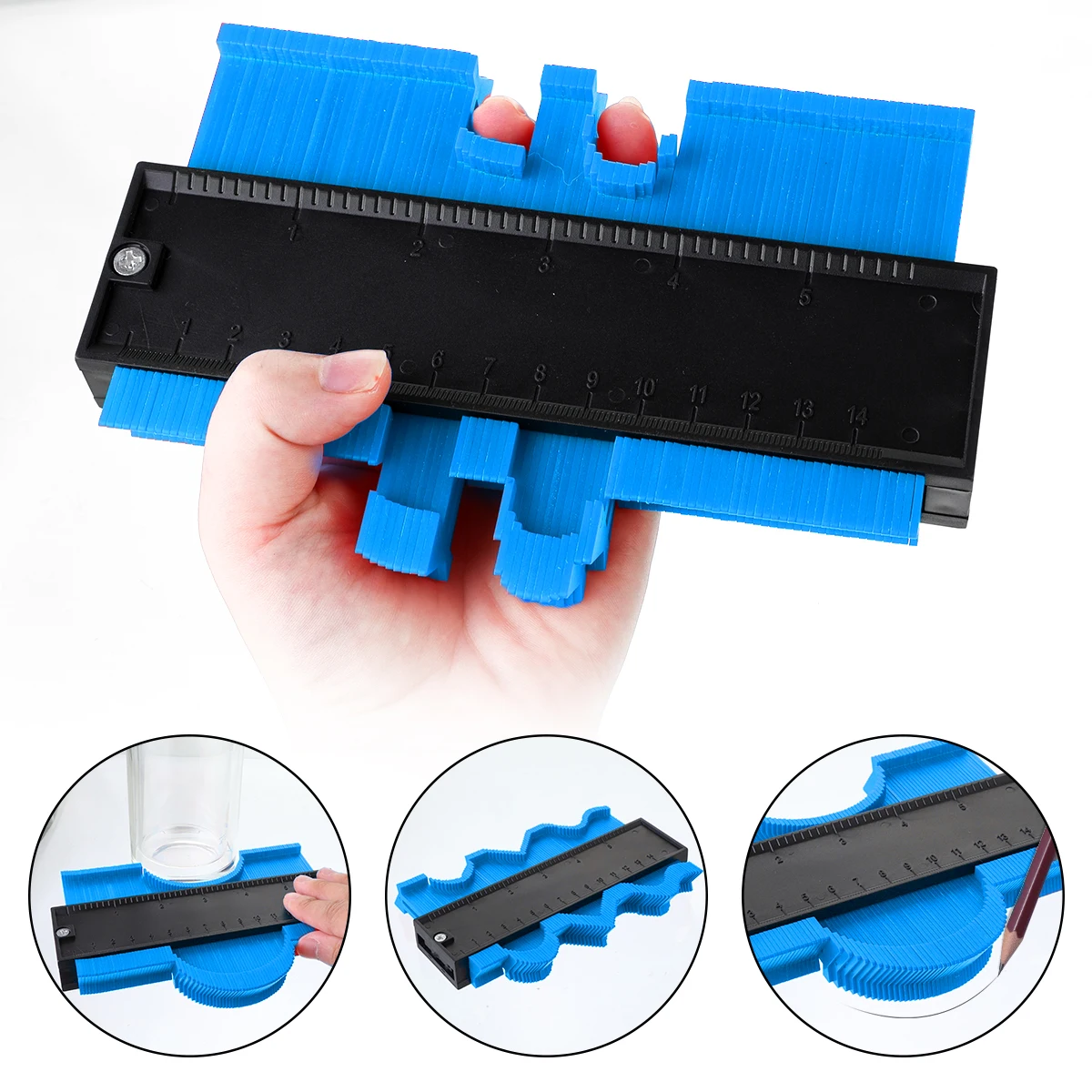 

Measure Ruler Multi-functio Contour Profile 5/10 inch Gauge Tiling Laminate Tiles Edge Shaping Wood ABS Contour Gauge Duplicator