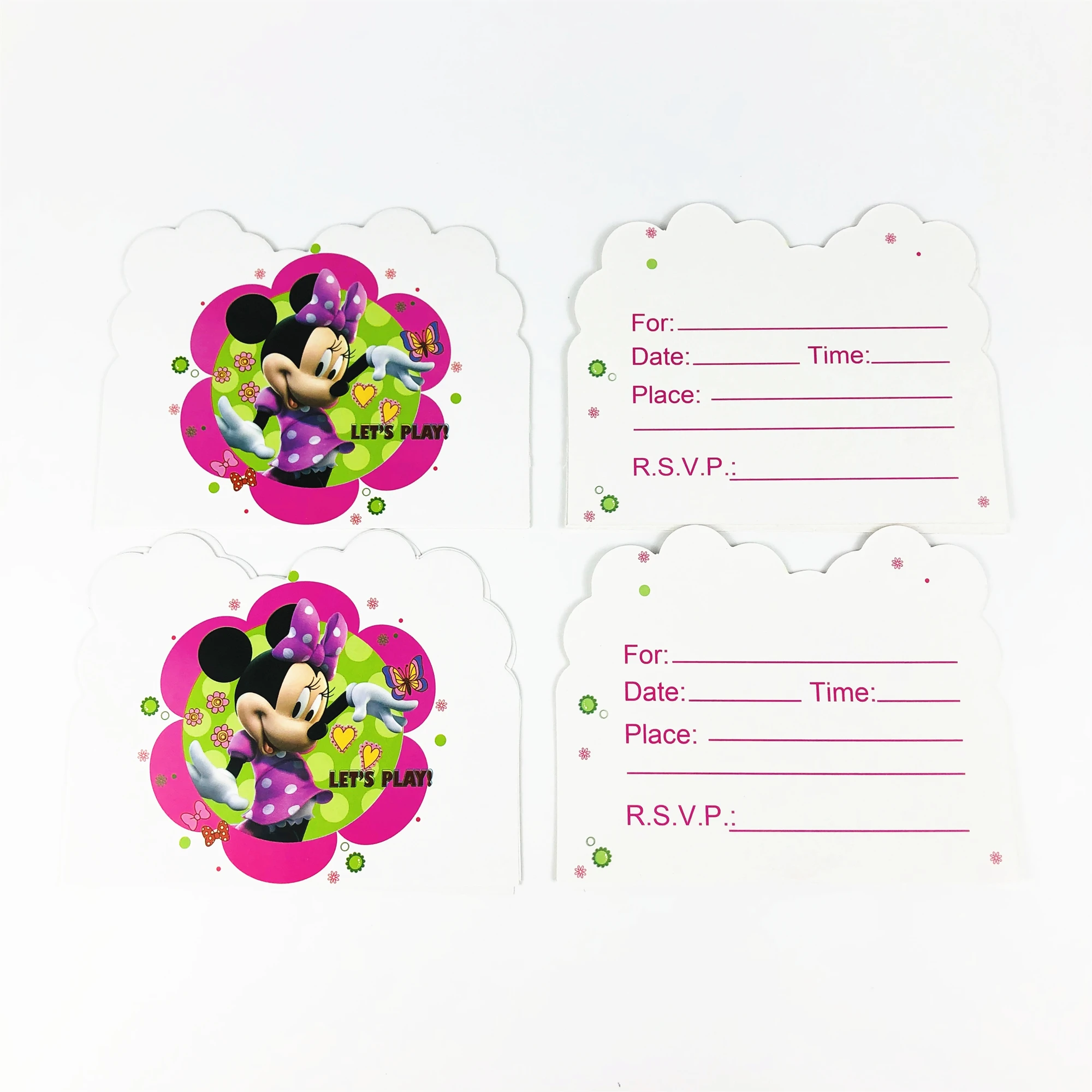 10 個ディズニーミニーマウスのテーマピンクパーティー招待カード誕生日パーティーの装飾用品パーティーの好意 Cards Invitations Aliexpress