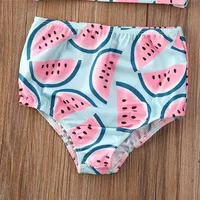 1-5Years Toddler Baby Girls Swimsuits Watermelon Print One Shoulder Flower Strap Sleeveless Bikini 2023 Girl Summer Swimwear 5