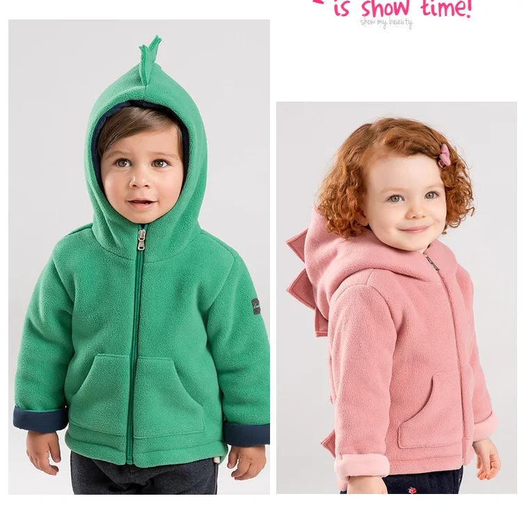 DB11857 dave bella/зимнее милое пальто с капюшоном и карманом динозавра для маленьких девочек и мальчиков детские топы, модная верхняя одежда унисекс для малышей