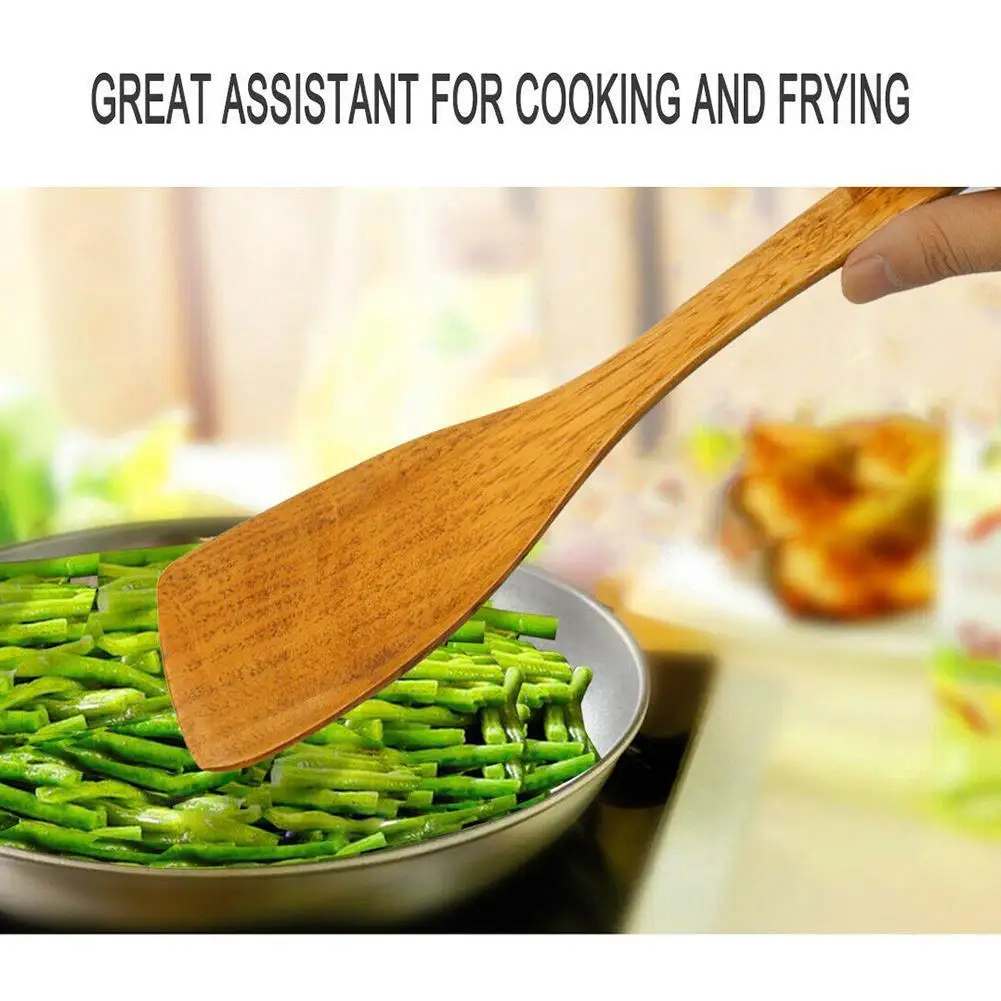 Длинная Деревянная Ручка кухонная лопатка для риса кухонный ВОК ручная