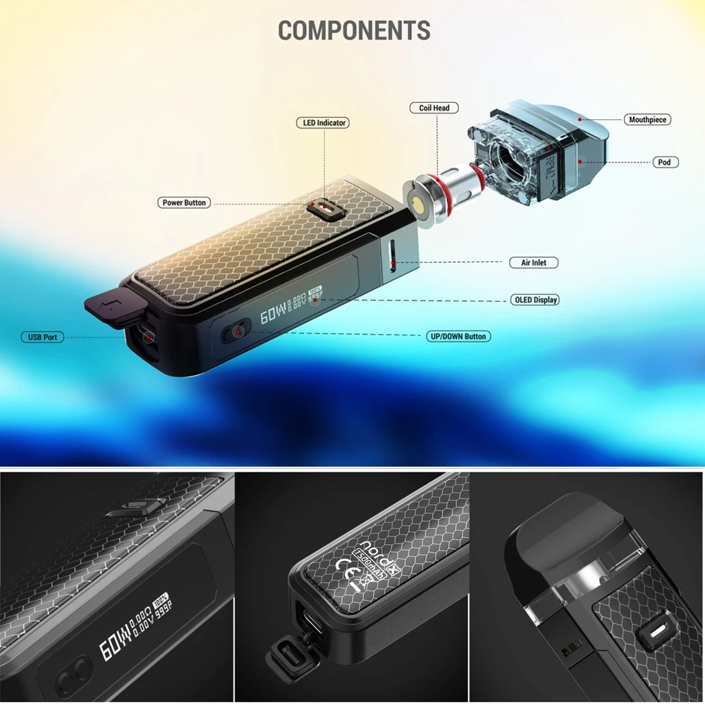 Набор SMOK NORD X картридж 6 мл вейп RPM2 сетчатая катушка аккумулятор 1500 мАч