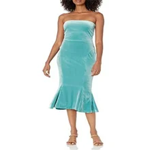 

2022 Strapless Short Bridesmaid Dress Sheath Velvet Dresses For Women 2021 Elegant Wedding Tea Length Woman's Ceremony Wedding