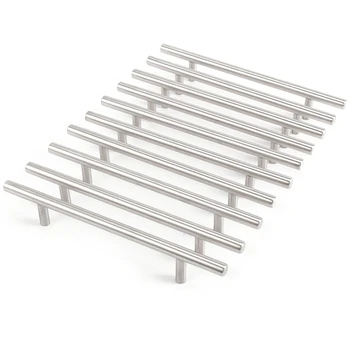 

10 x stainless steel T-bar handle with screw length 200 mm screw distance 128mm for furniture door cabinet cupboard drawer