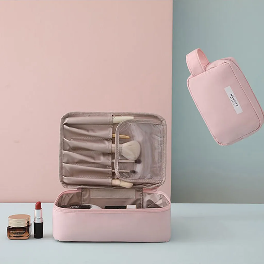 Женская однотонная косметичка квадратная сумка для хранения переносная