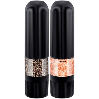 

Battery Operated Salt and Pepper Grinder Set - Electric Automatic One Handed Salt Pepper Mill with Bright Light, Ceramic Grinder