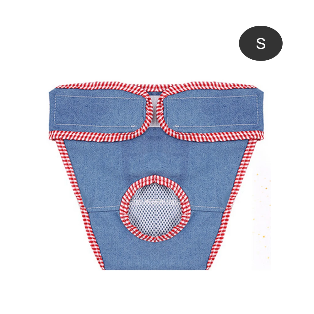 Jeans Подгузники для собак, физиологические трусики, гигиенические, моющиеся, женские, для собак, для щенков, шорты, трусики, для менструации, нижнее белье, трусы для собак, S-XXL - Цвет: Jeans