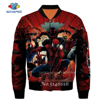 

SONSPEE Marvel Superhero Spiderman 3D Print Flying jacket motorcycle aviator pilot Men Bomber Jackets Women Fashion Clothing F2