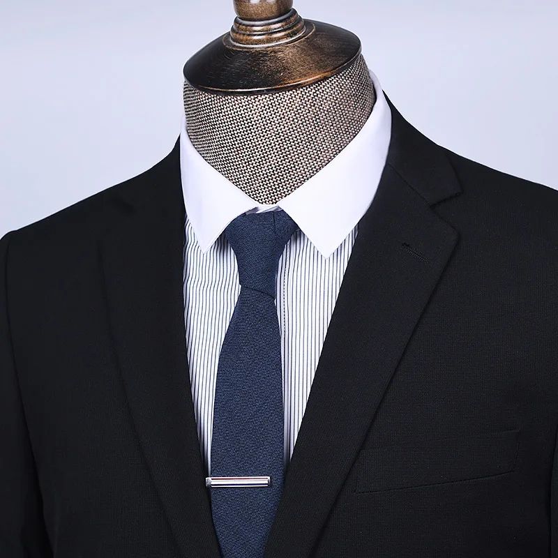 

Kaidvll Wool Ties Gentlemen 5.5cm Solid Gray Color Ties Austrilian Wool Jacquard Woven Classic Mens Business Tie
