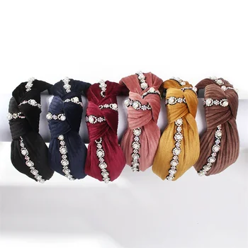 

DUOJIAOYAN New Style Gold Flannelette Girls Headband Pearl Drill Flower Lady Hair Band Star Street Photography Hair Accessories