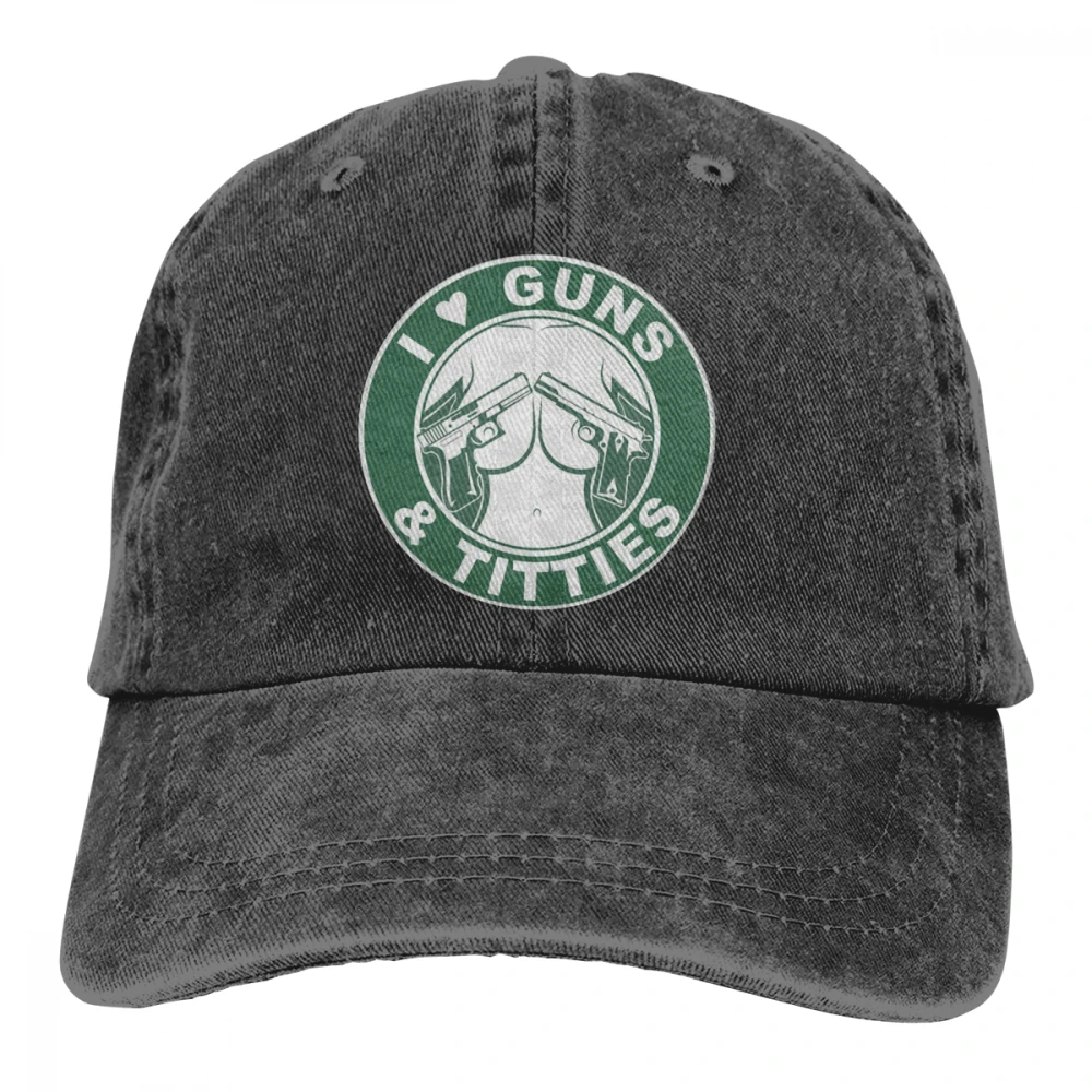 Love guns Titties Casquette натуральный унисекс Мужские Женские джинсовые бейсболка с ремешком кепки Регулируемый Гольф папа шляпа
