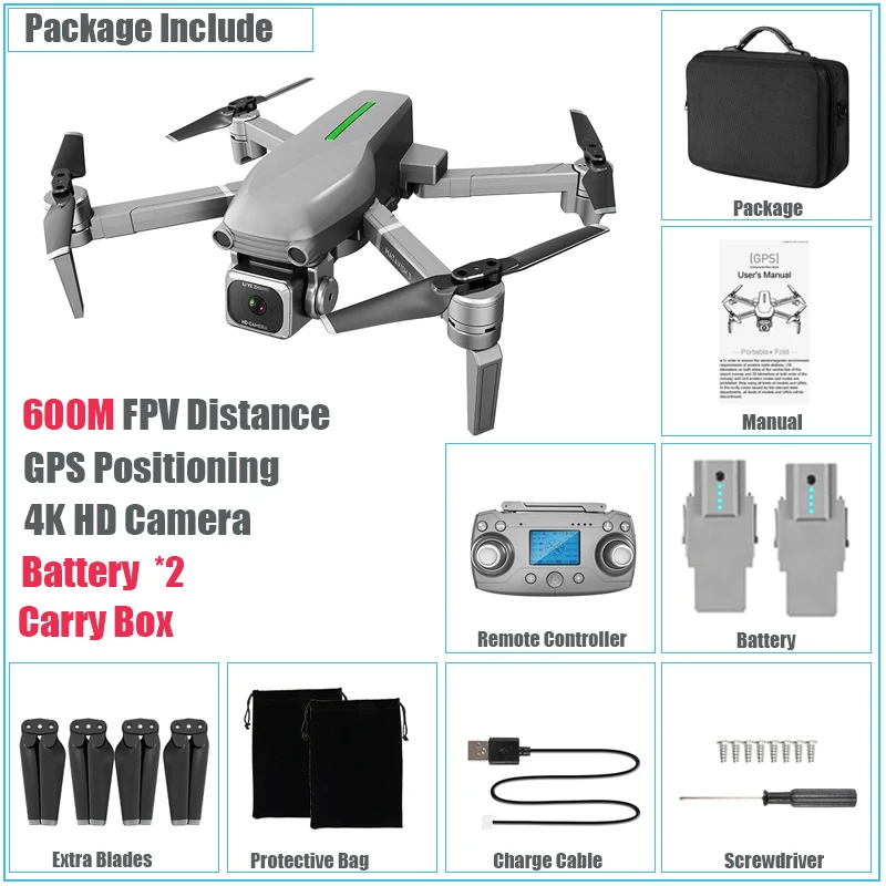 5G gps Дрон с HD камерой 4K Wifi FPV 50X зум оптический поток двойная камера Квадрокоптер 800 м передача изображения Вертолет игрушка Дрон - Цвет: 600M Carrybox 2Bat