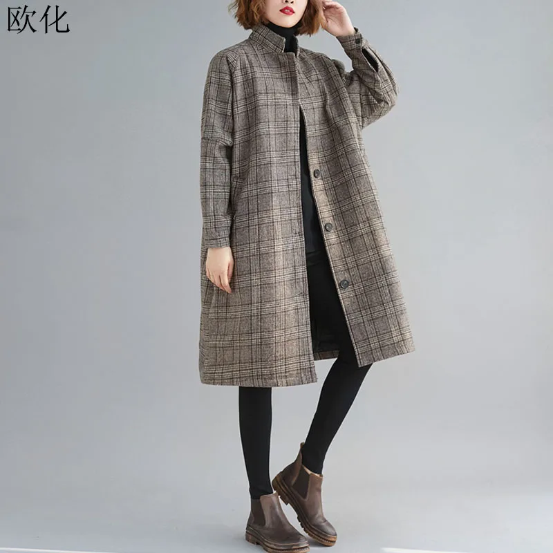 #*Cheap Plus Size Woolen Jacket Coat Women 2019 New Winter Korean Thicken Cardigan Windbreaker Ladies Overcoat Long Cortaviento Mujer